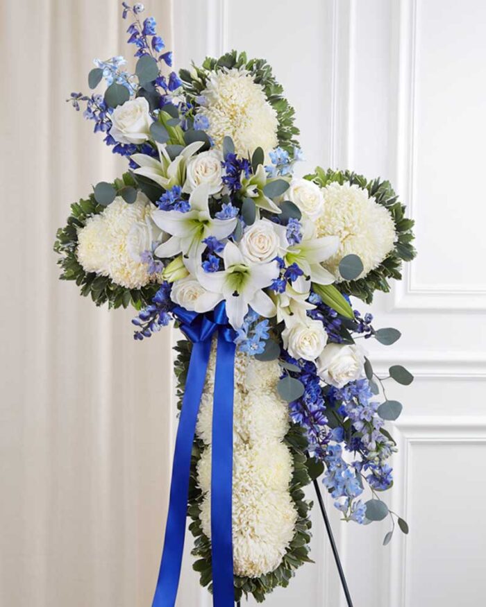 Blue & White Cross Spray